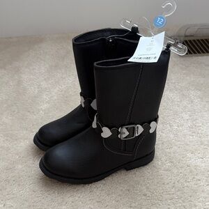 Carter's Black Boots with Heart Detail